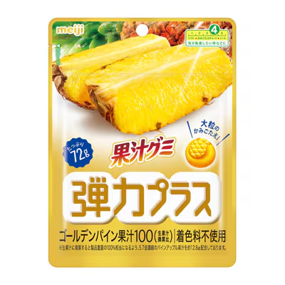 Fruit Juice Elastic Plus Gummy, Golden Pineapple Flavor 72g (meiji
